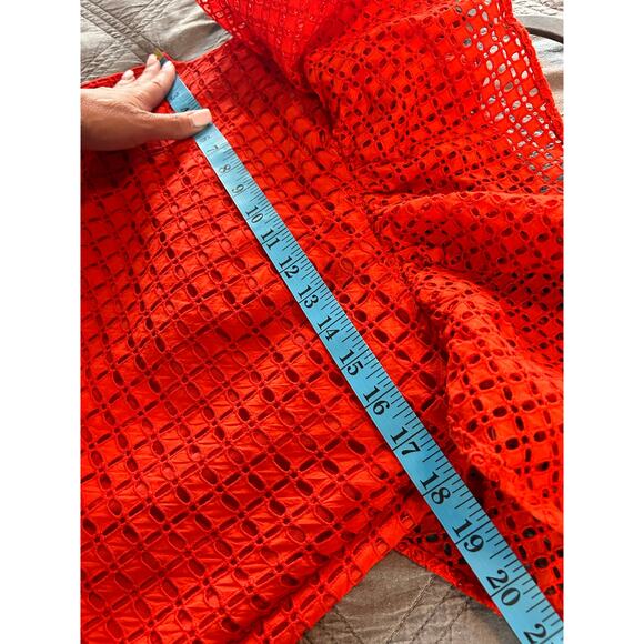 J. Crew Women's Eyelet One Shoulder Ruffle Blouse Top Boho Bohemian Red Size 6 - Picture 11 of 12